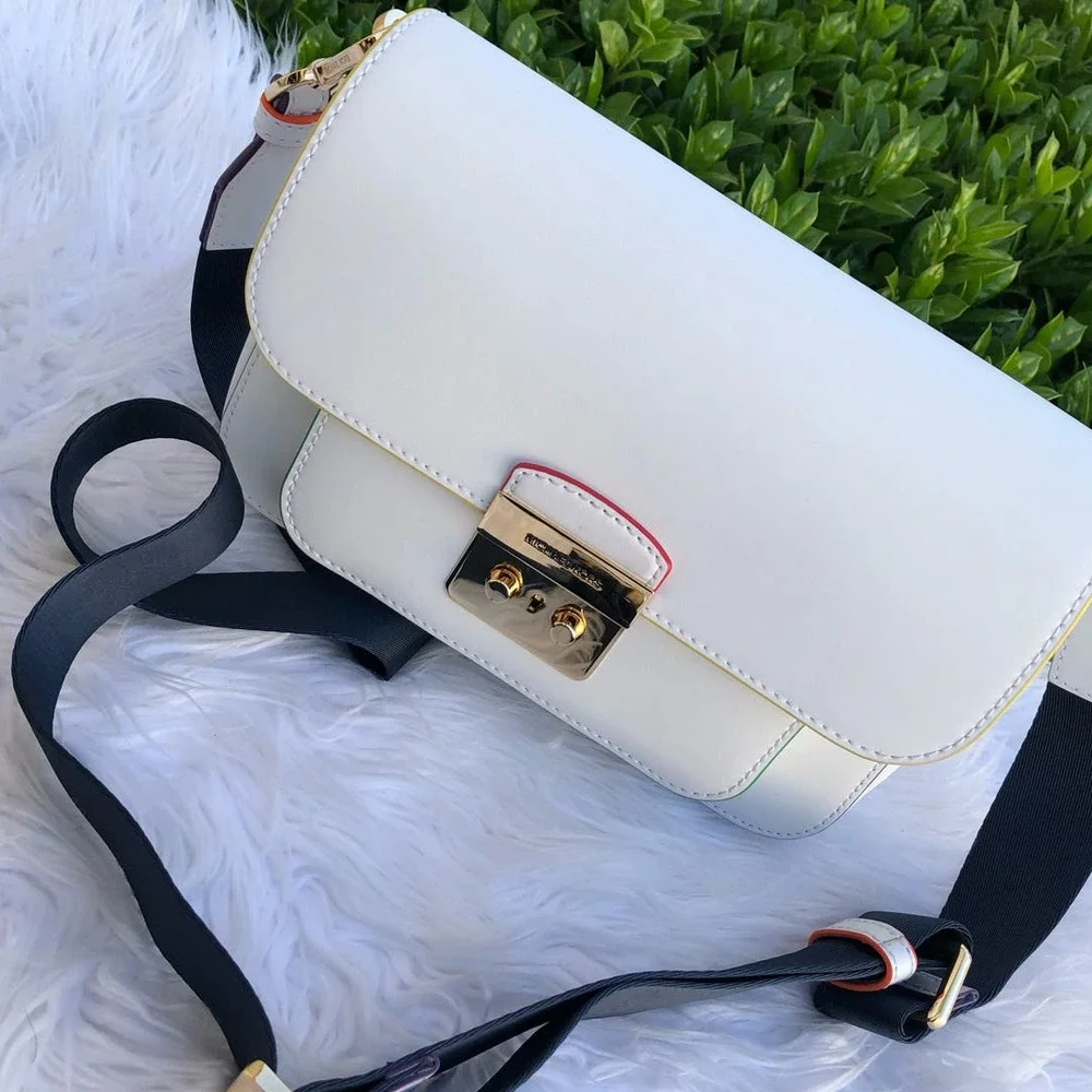 Michael Kors Sloan Editor Leather Messenger Crossbody Rainbow - Picture 9 of 16